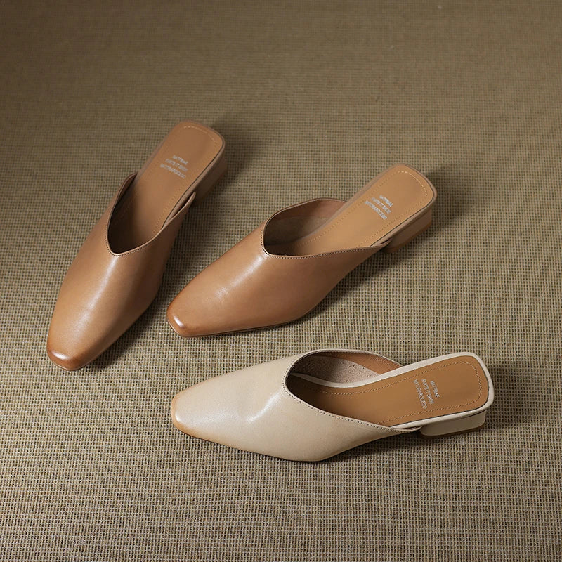 Iris Genuine Leather Chiseled-Toe Mules