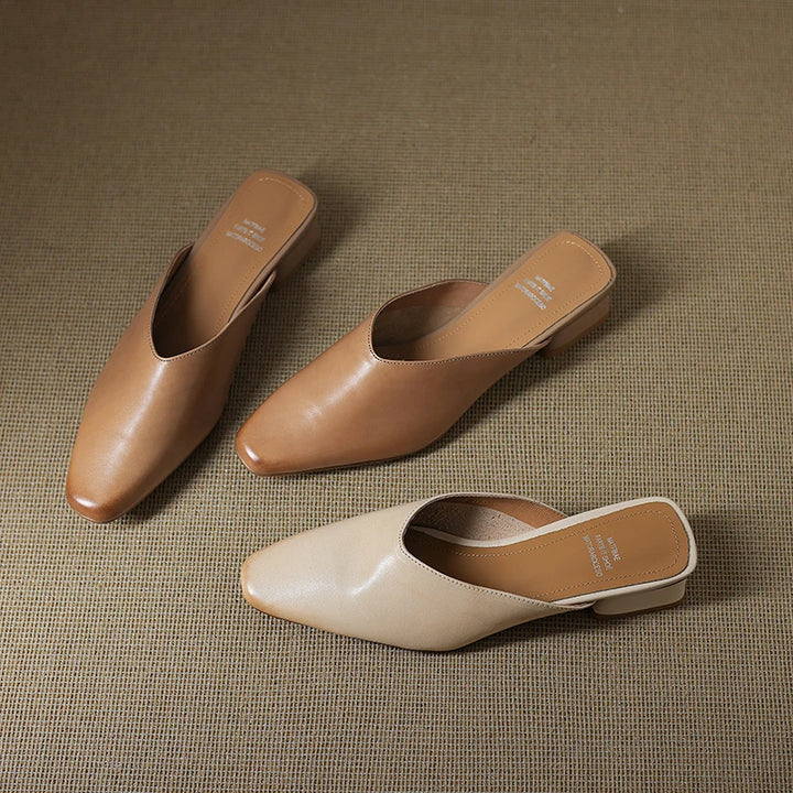 Iris Genuine Leather Chiseled-Toe Mules