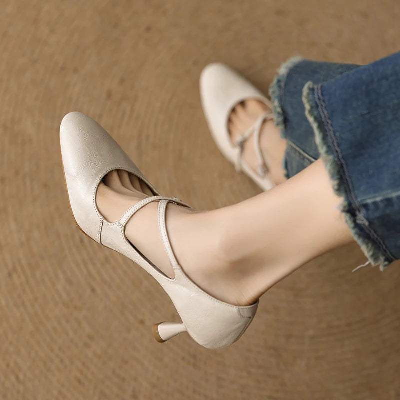 Leyla Genuine Leather Heels