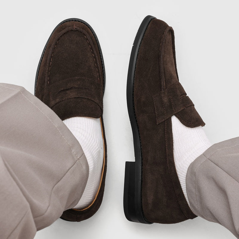 Milan Cowhide Suede Penny Loafers