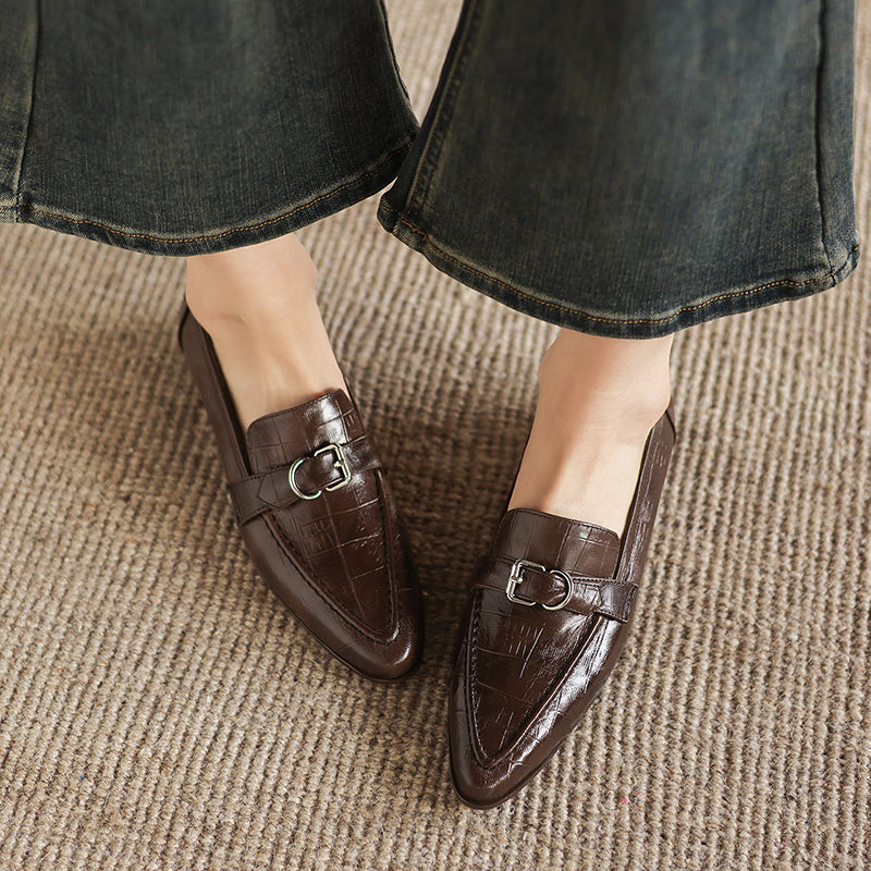 Nova Genuine Leather Pointed-Toe Loafers