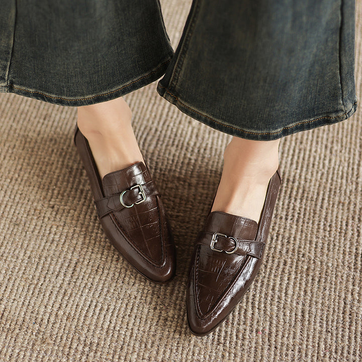 Nova Genuine Leather Pointed-Toe Loafers