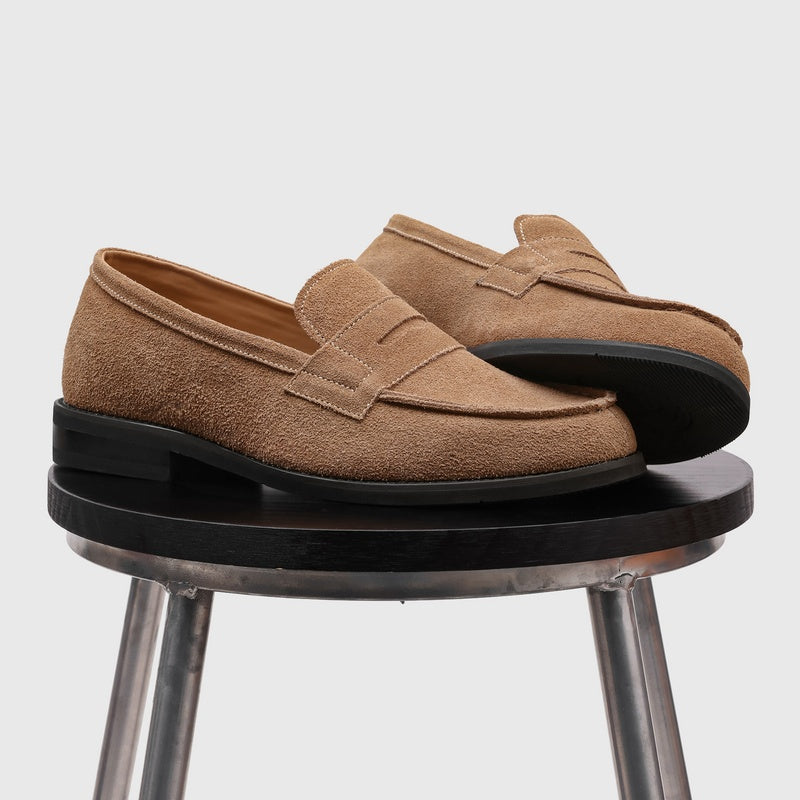 Milan Cowhide Suede Penny Loafers