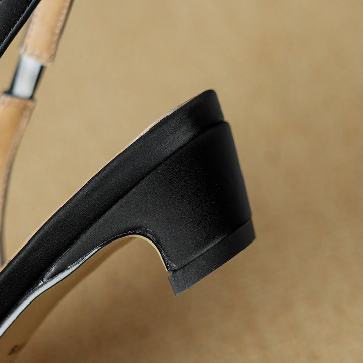 Glea Genuine Leather Slingback Heels