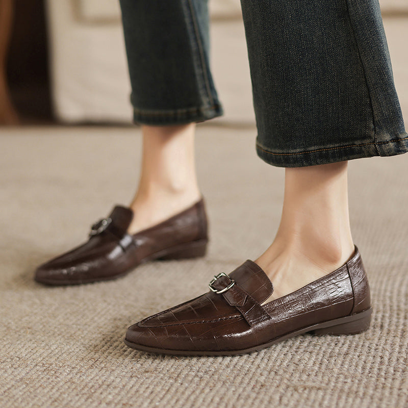 Nova Genuine Leather Pointed-Toe Loafers