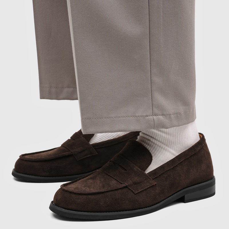 Milan Cowhide Suede Penny Loafers