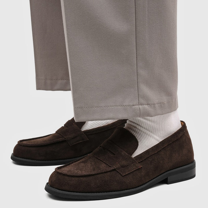 Milan Cowhide Suede Penny Loafers