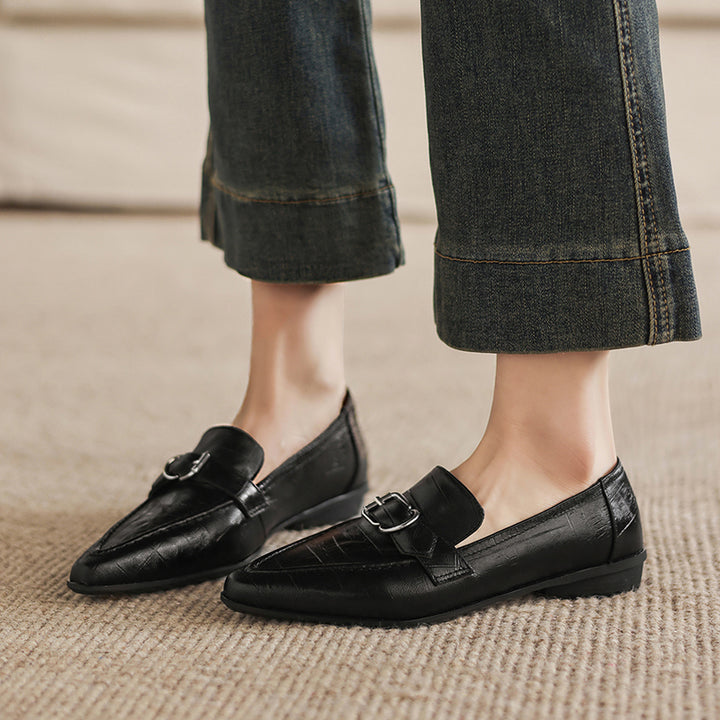 Nova Genuine Leather Pointed-Toe Loafers