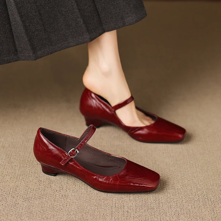 Ella Genuine Leather Mary Jane Pumps