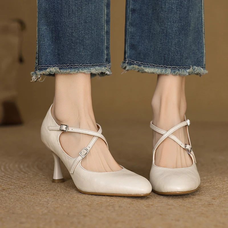 Leyla Genuine Leather Heels