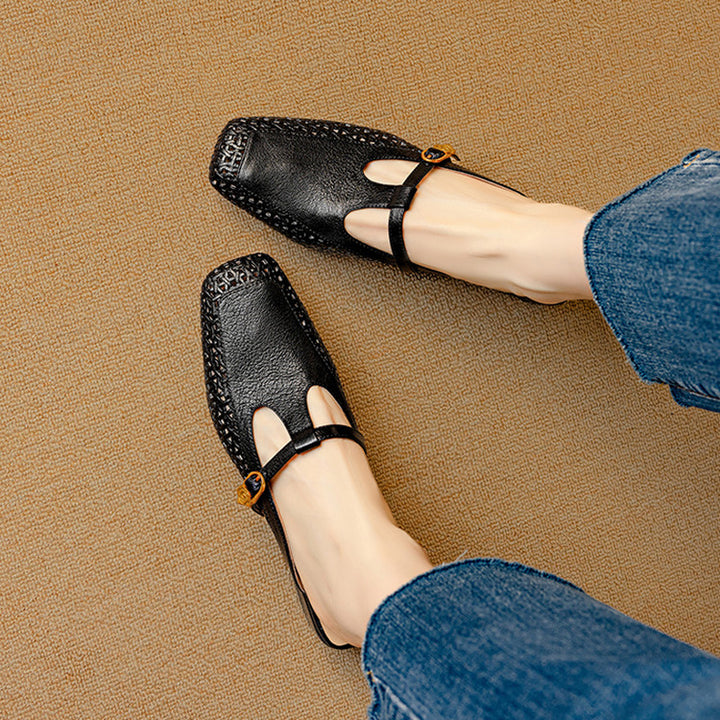 Livia Genuine Leather Basketweave Mule Pumps