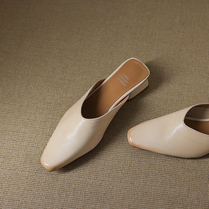 Iris Genuine Leather Chiseled-Toe Mules