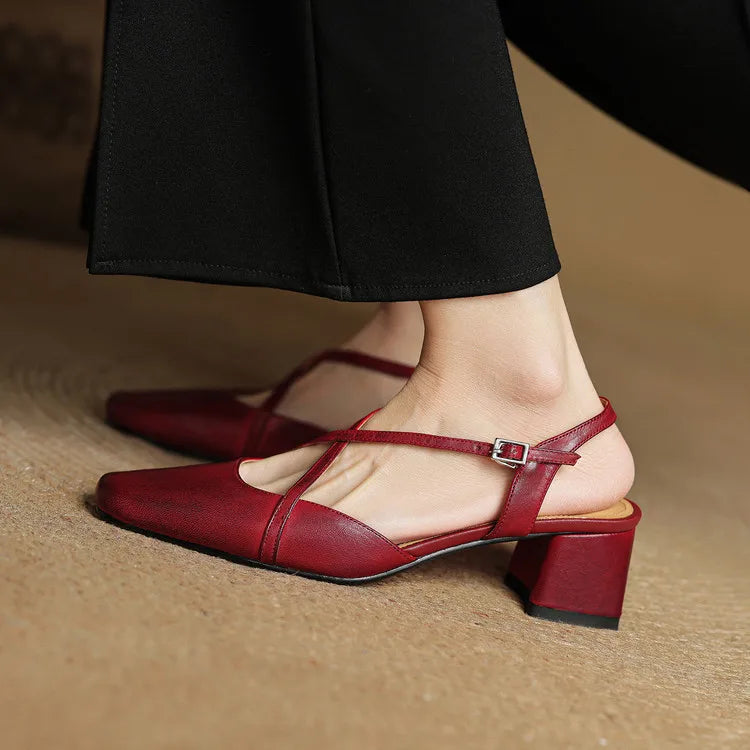 Elavie Genuine Leather Heels