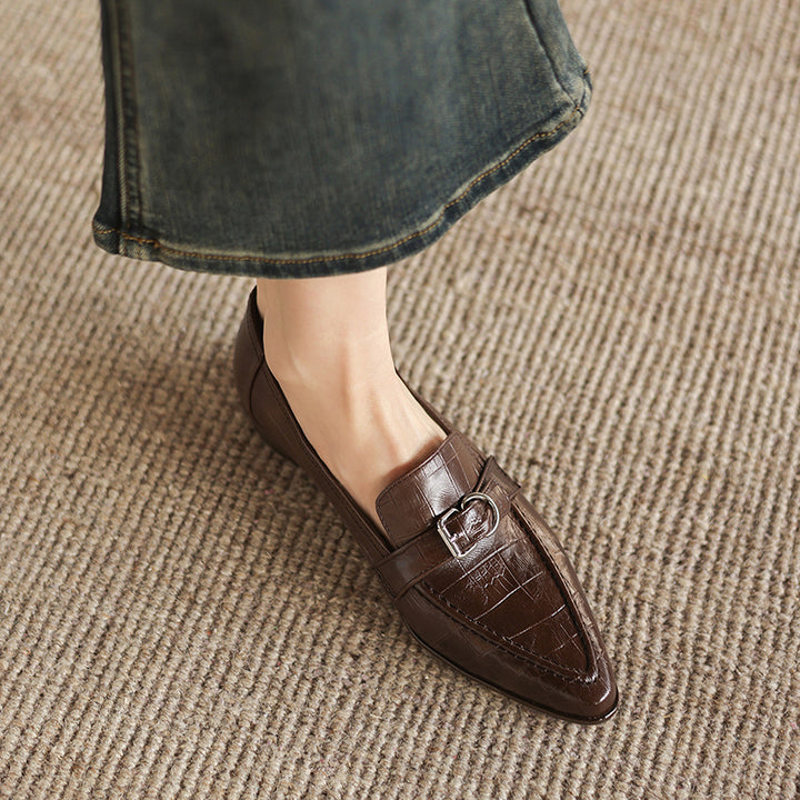 Nova Genuine Leather Pointed-Toe Loafers
