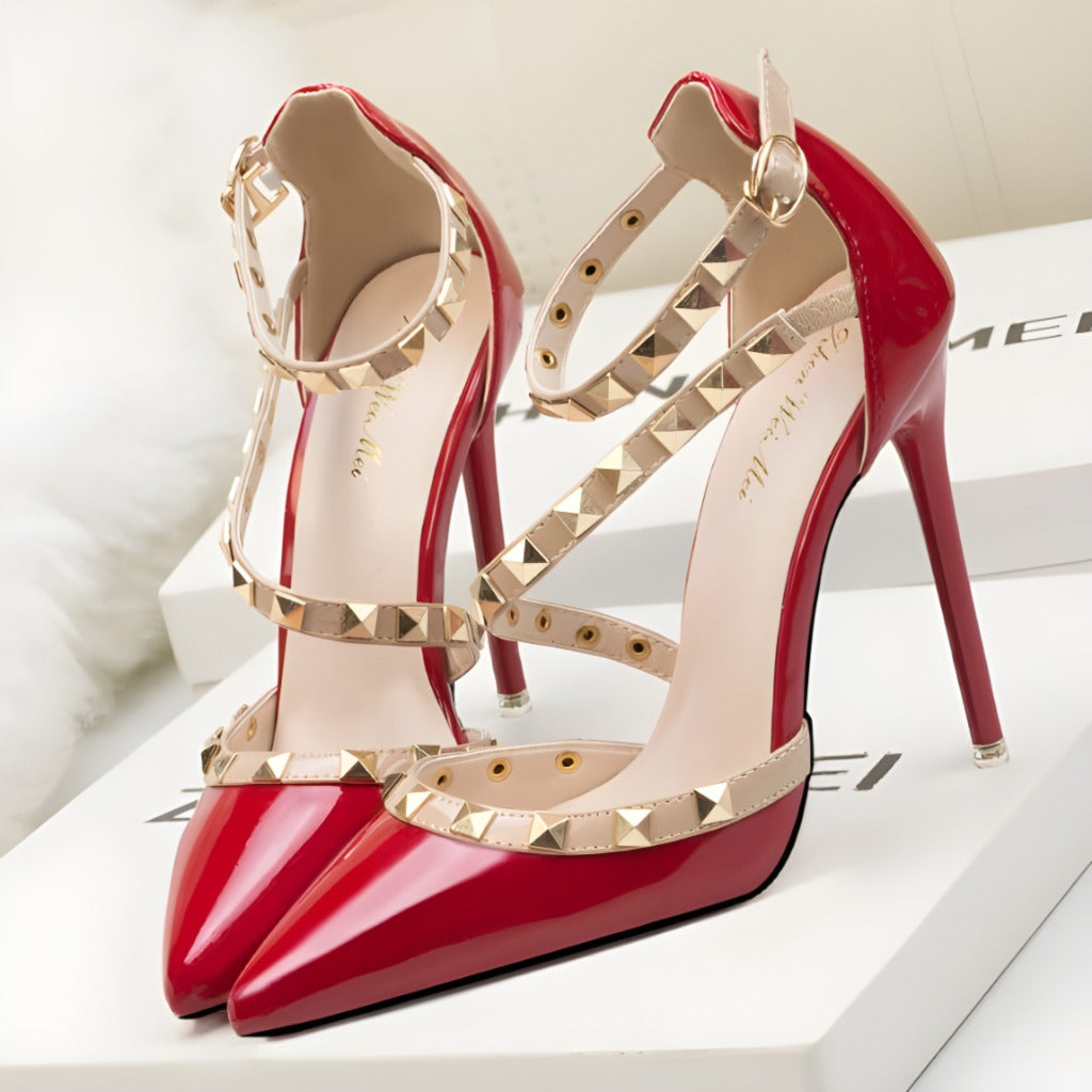 Stella Pointed Toe Studded Stiletto Heels
