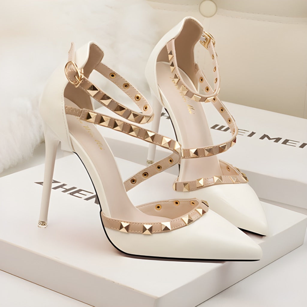 Stella Pointed Toe Studded Stiletto Heels