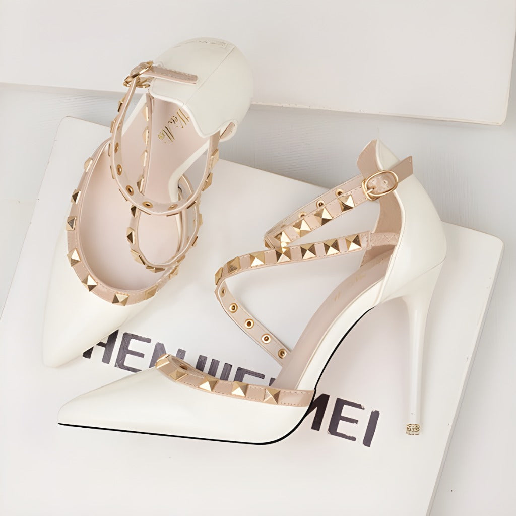 Stella Pointed Toe Studded Stiletto Heels