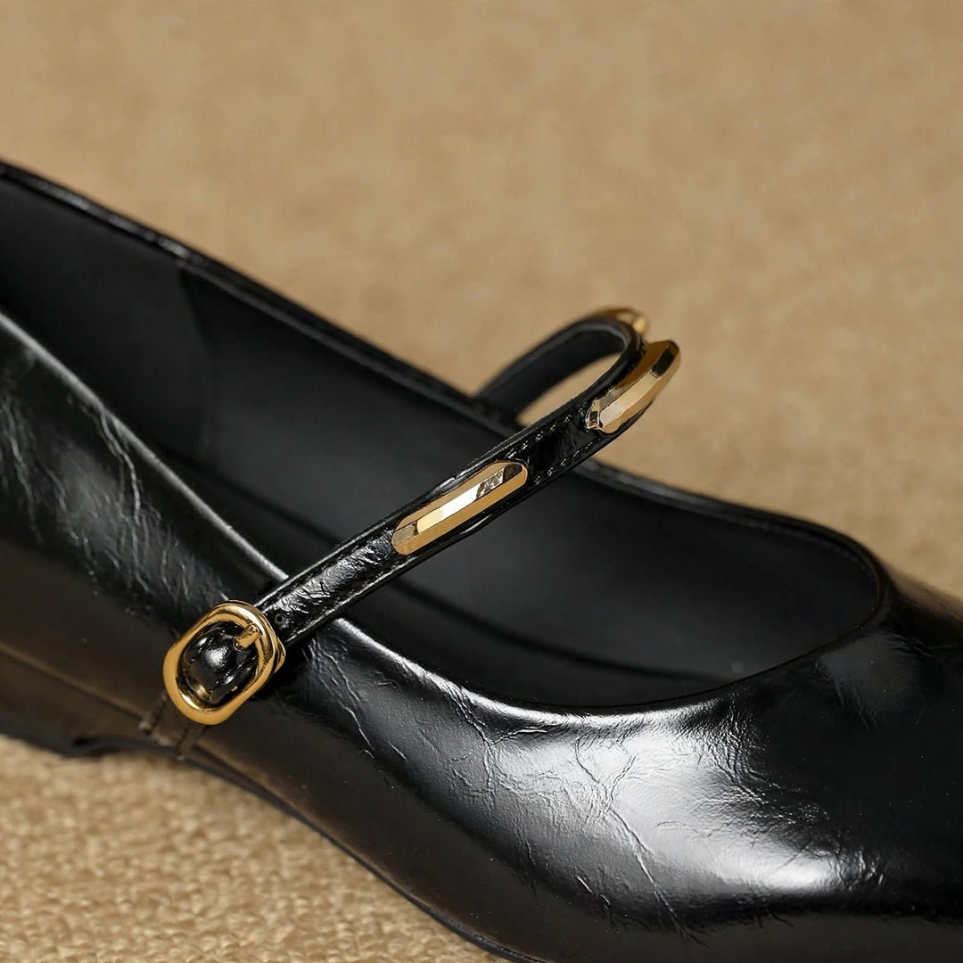 Zoe Leather Buckle Pumps