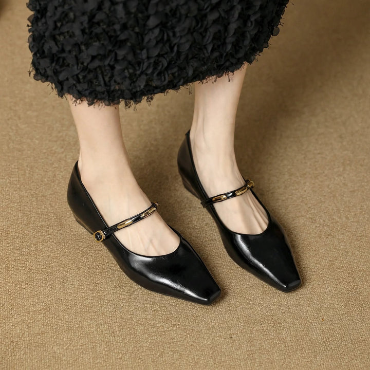 Zoe Leather Buckle Pumps