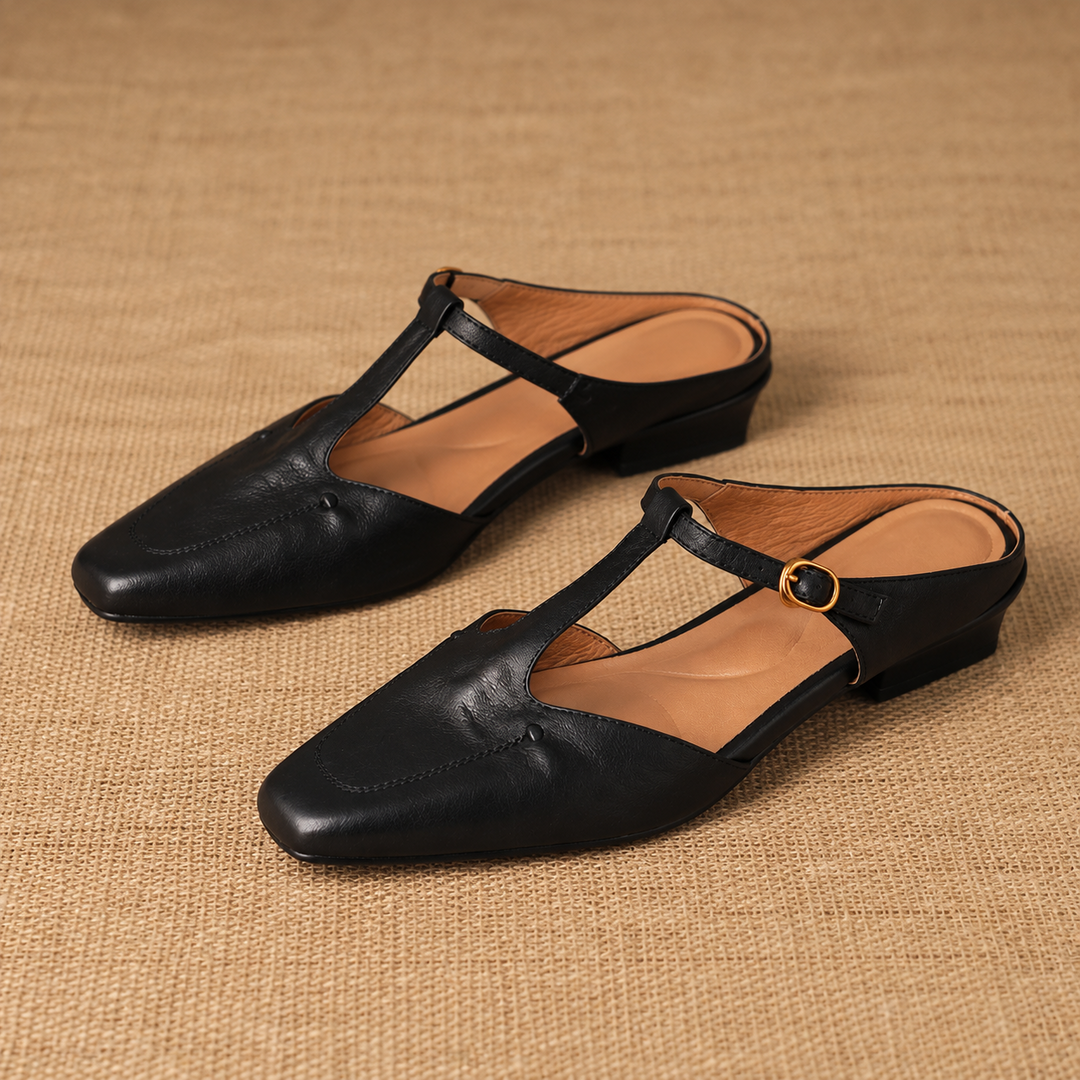 Luva Genuine Leather T-Strap Mules