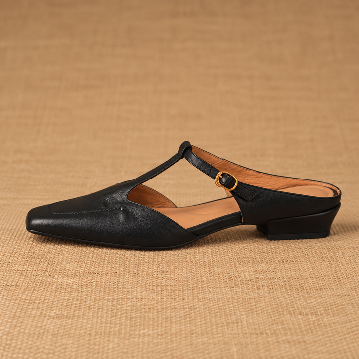 Luva Genuine Leather T-Strap Mules