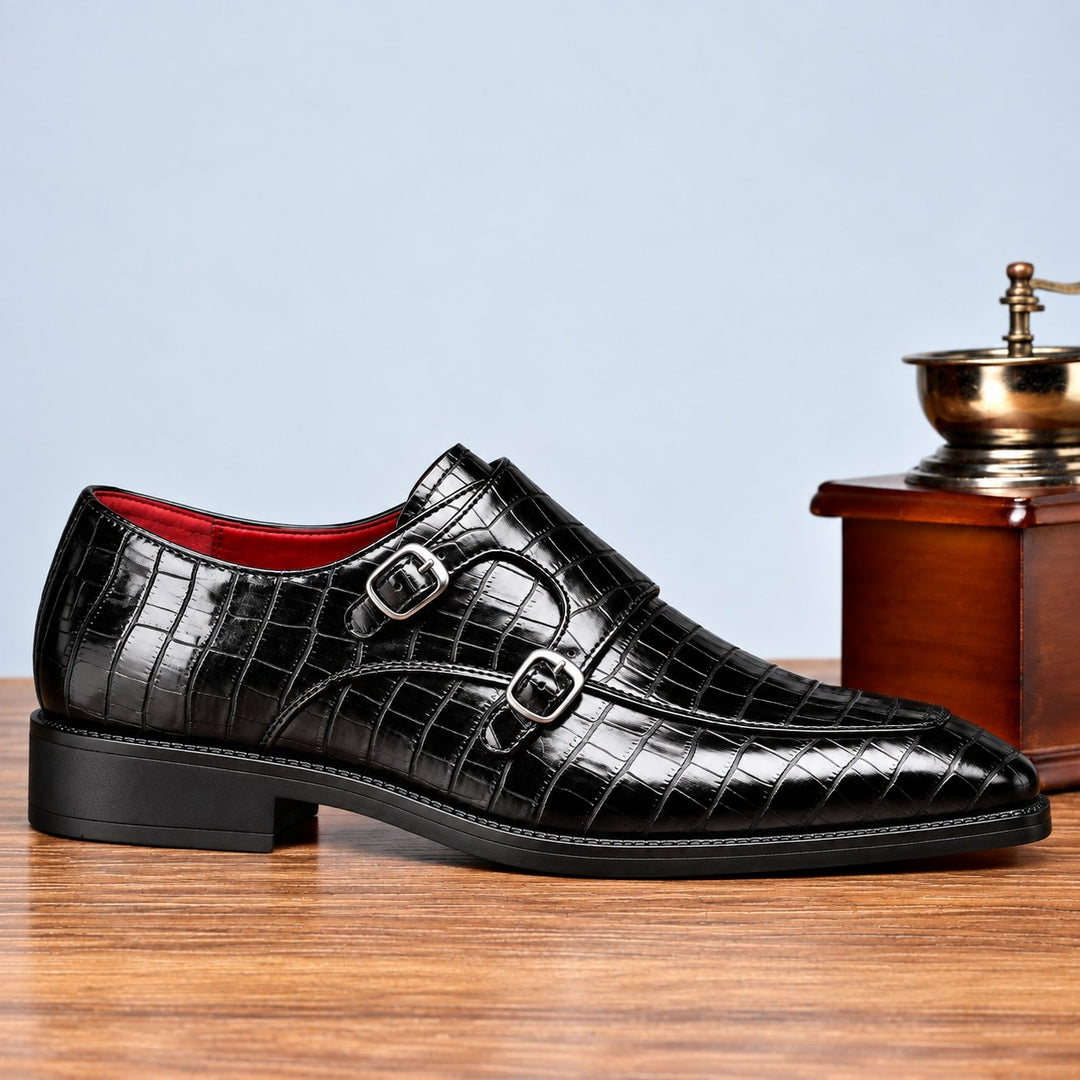 Marco Double Monk-Strap Leather Shoes