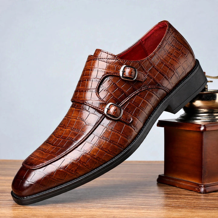 Marco Double Monk-Strap Leather Shoes