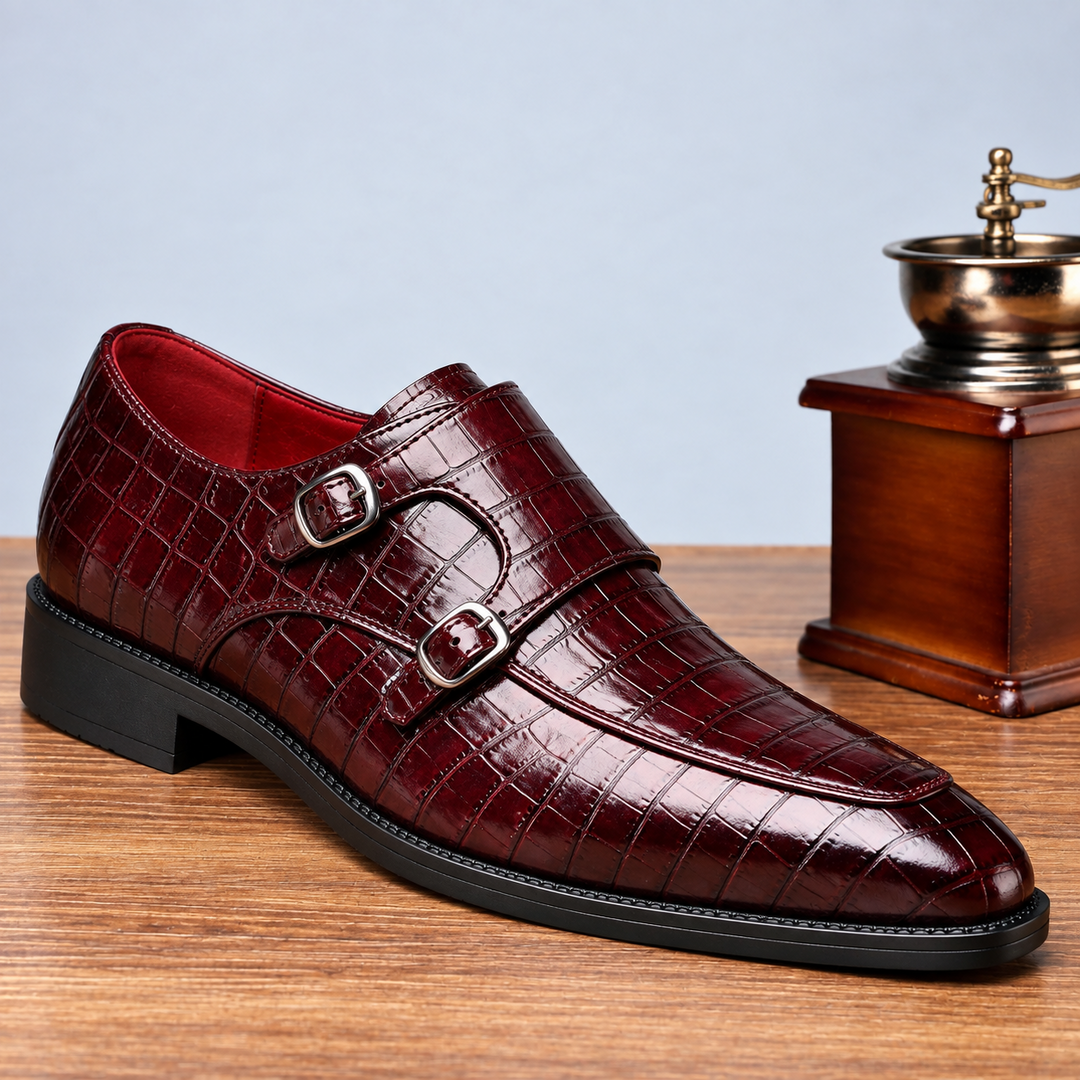 Marco Double Monk-Strap Leather Shoes