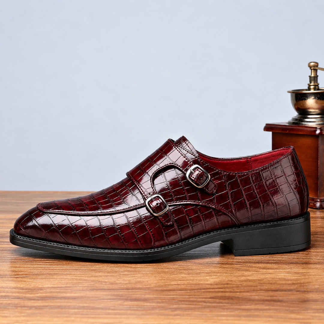 Marco Double Monk-Strap Leather Shoes