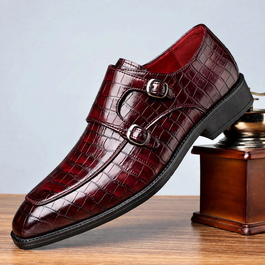Marco Double Monk-Strap Leather Shoes