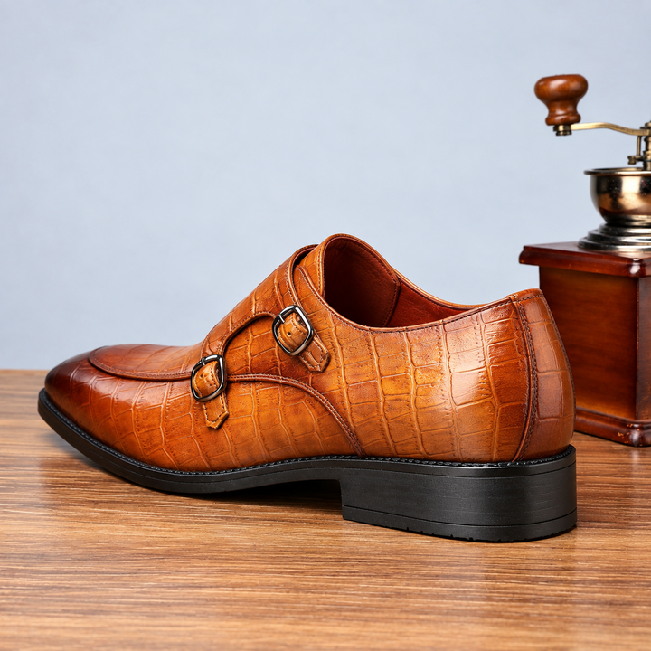 Marco Double Monk-Strap Leather Shoes