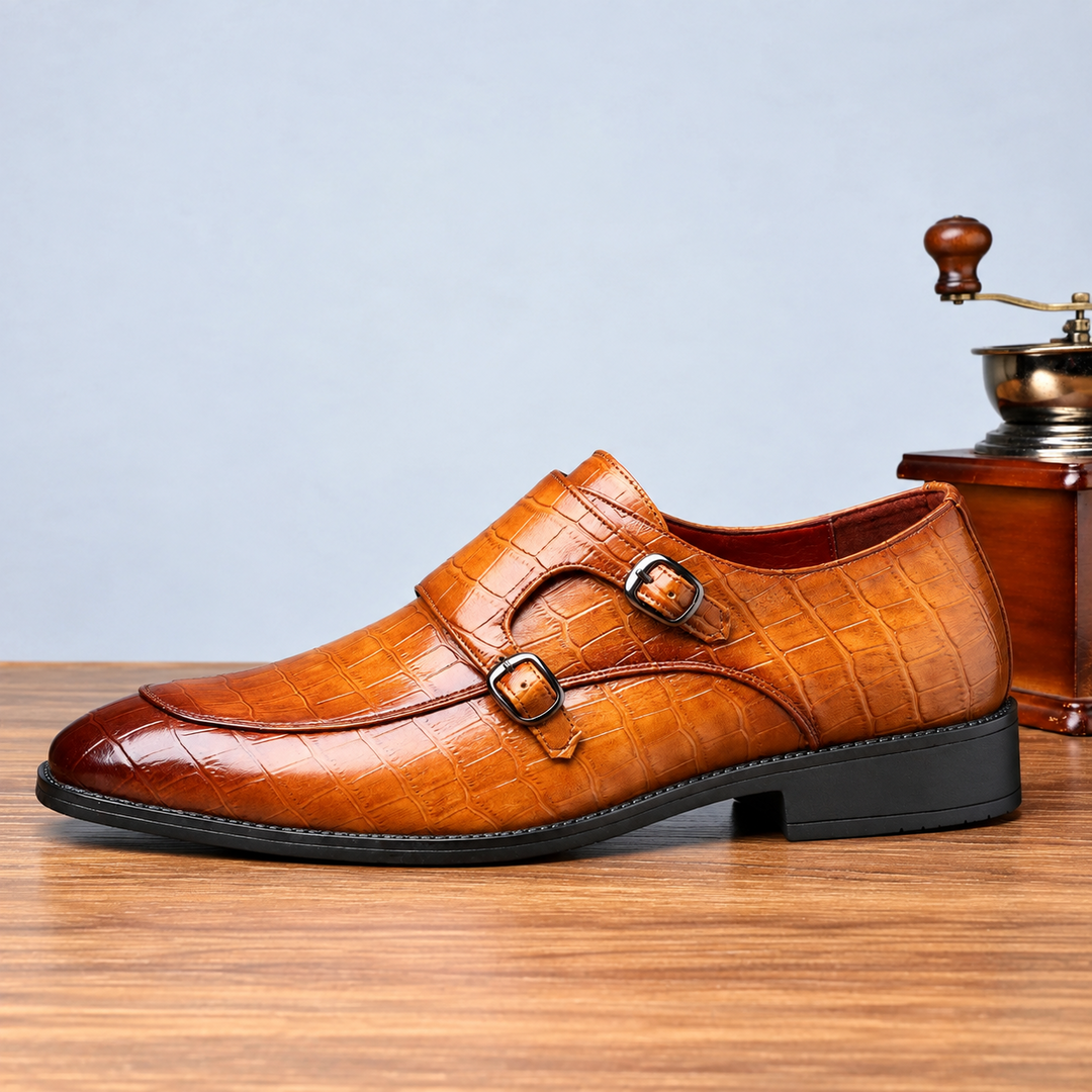 Marco Double Monk-Strap Leather Shoes