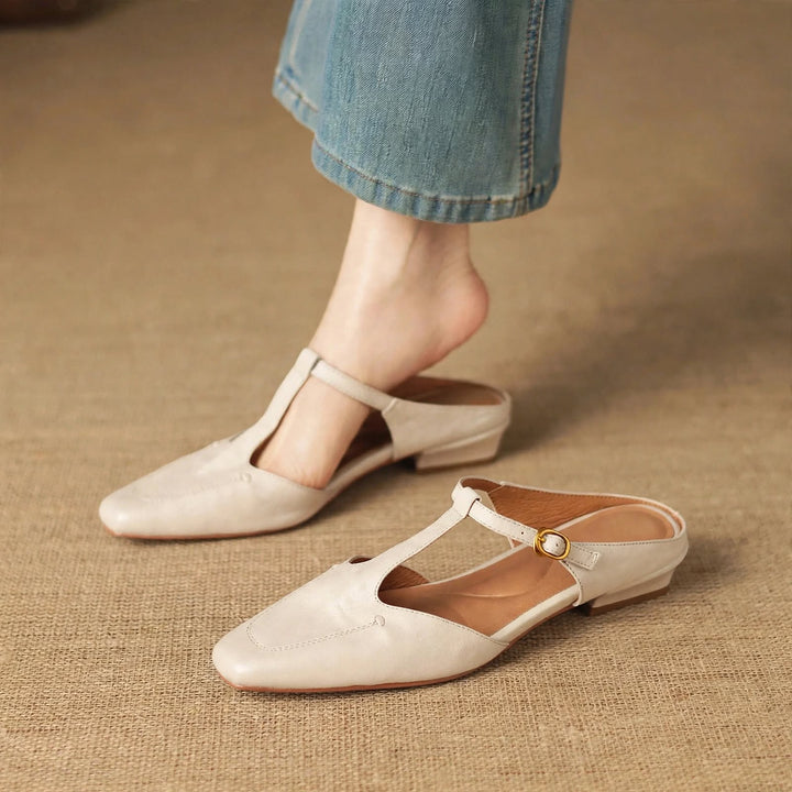 Luva Genuine Leather T-Strap Mules