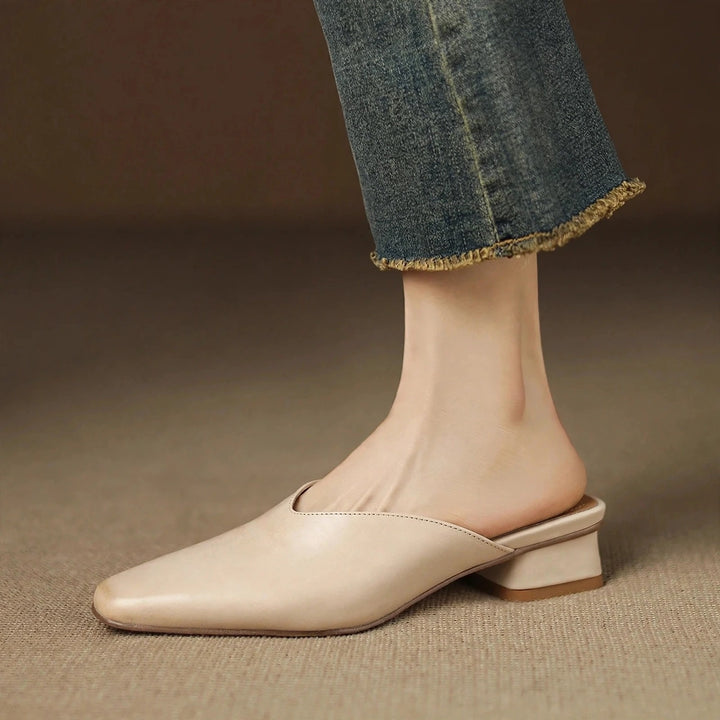 Iris Genuine Leather Chiseled-Toe Mules