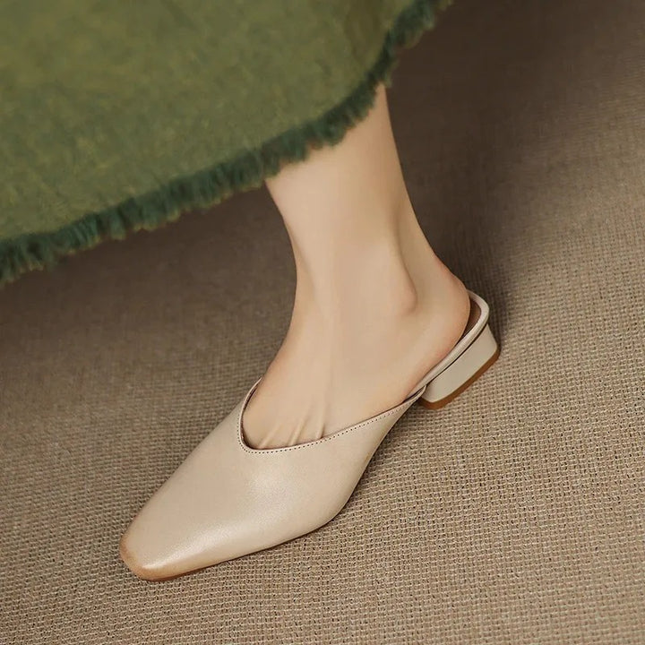 Iris Genuine Leather Chiseled-Toe Mules