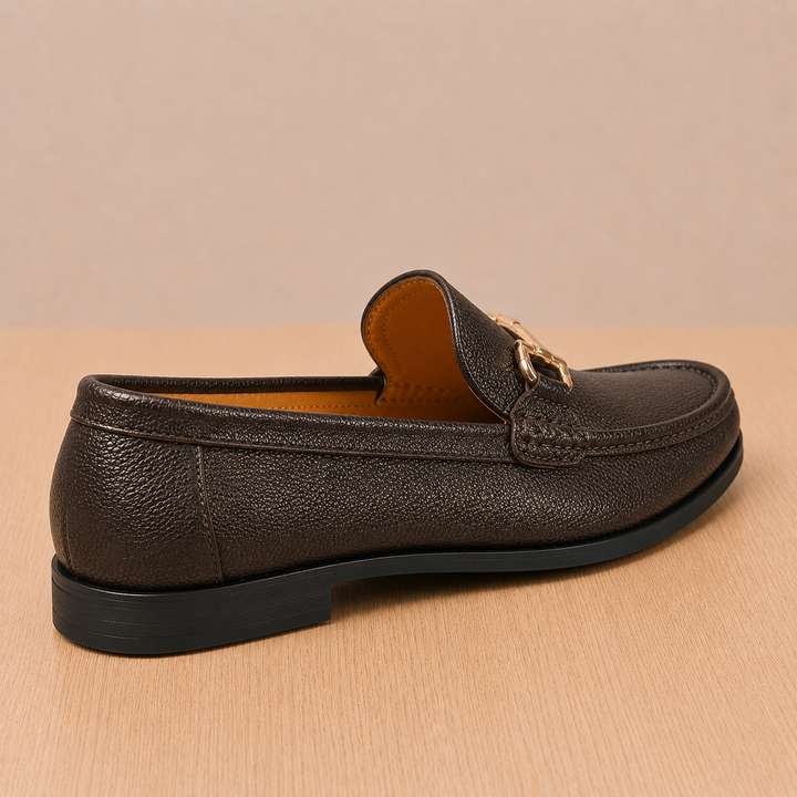 Caver Genuine Leather Metallic Bit Loafers