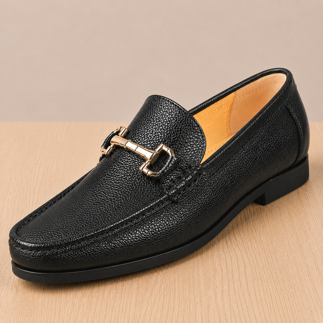 Caver Genuine Leather Metallic Bit Loafers