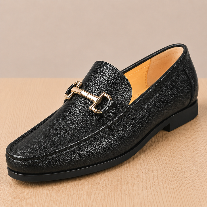 Caver Genuine Leather Metallic Bit Loafers
