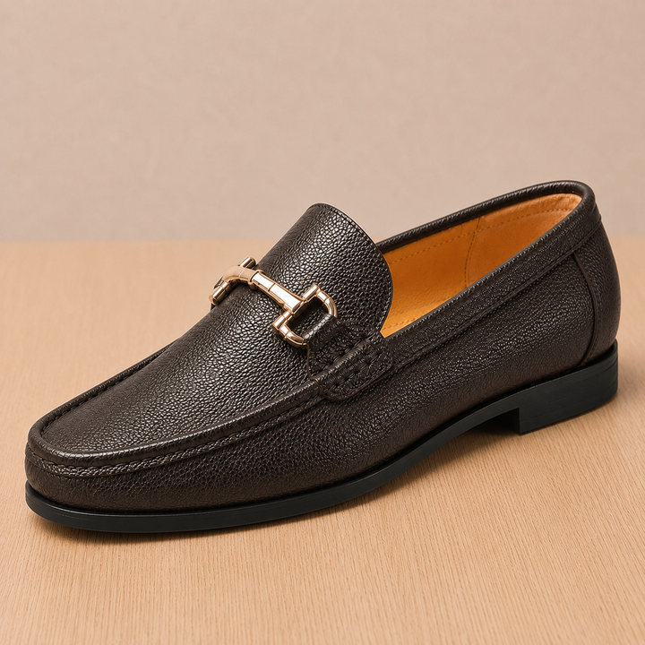 Caver Genuine Leather Metallic Bit Loafers