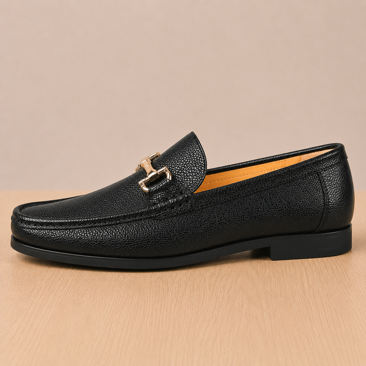 Caver Genuine Leather Metallic Bit Loafers