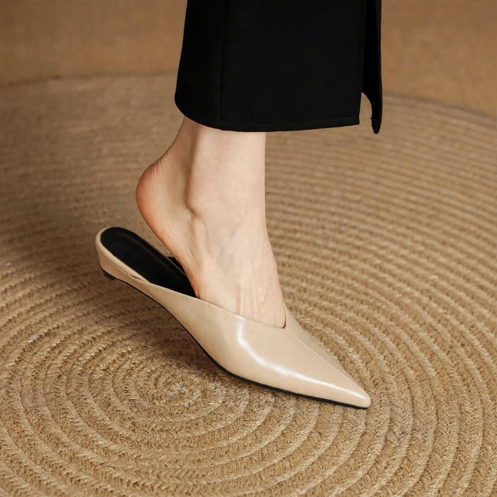 Lema Glossy Leather Pointed-Toe Mules