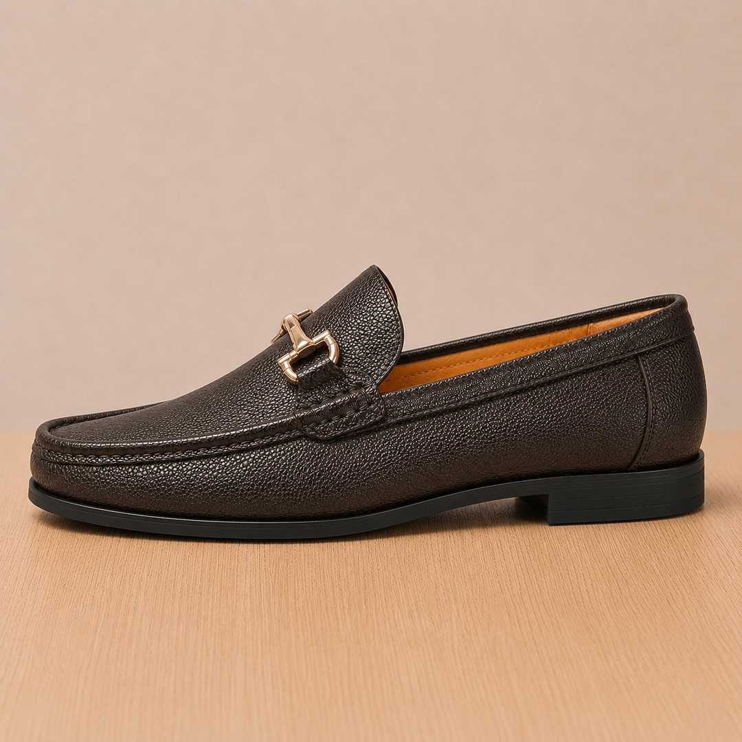 Caver Genuine Leather Metallic Bit Loafers