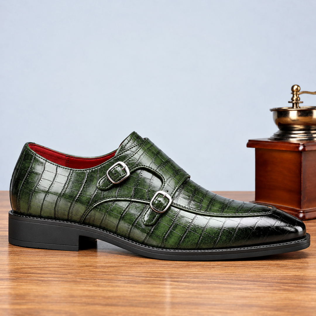 Marco Double Monk-Strap Leather Shoes