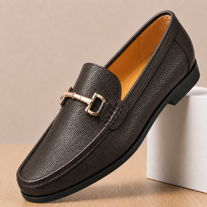 Caver Genuine Leather Metallic Bit Loafers