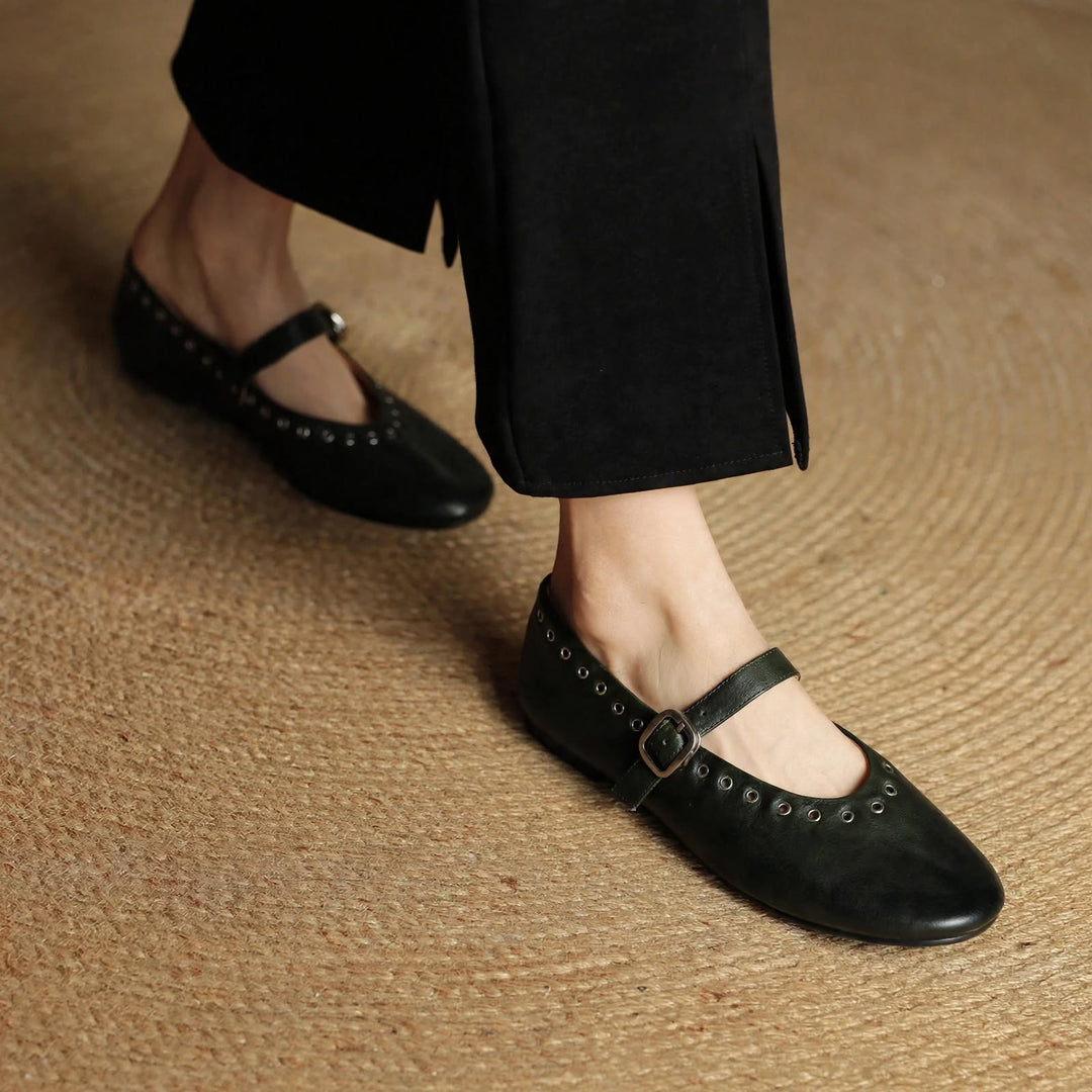 Arabella Genuine Leather Flats