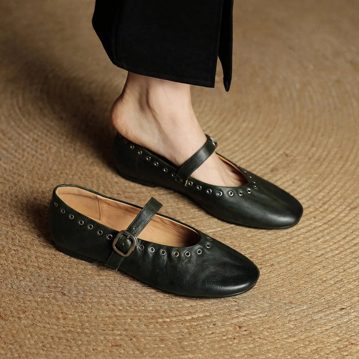 Arabella Genuine Leather Flats