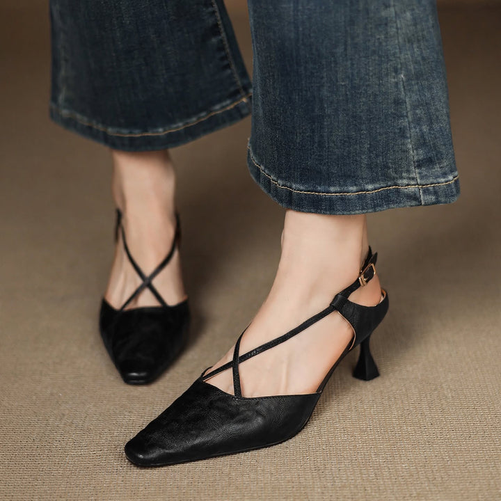 Thora Genuine Leather Heels