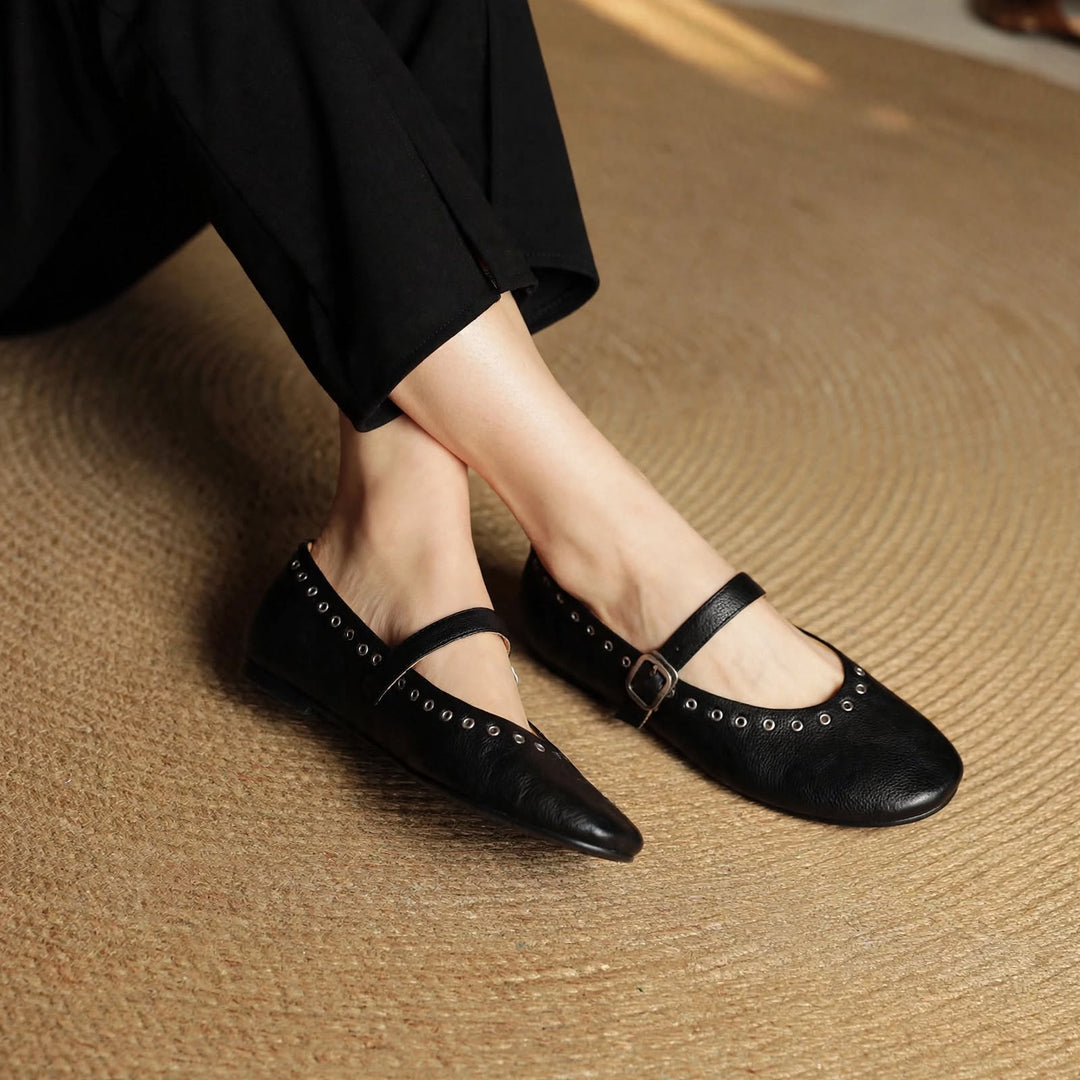 Arabella Genuine Leather Flats
