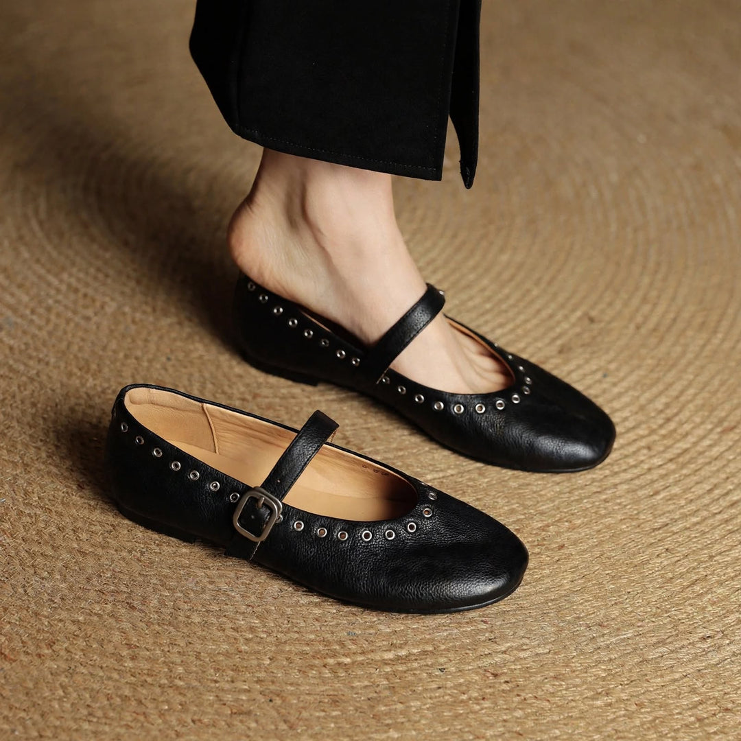 Arabella Genuine Leather Flats