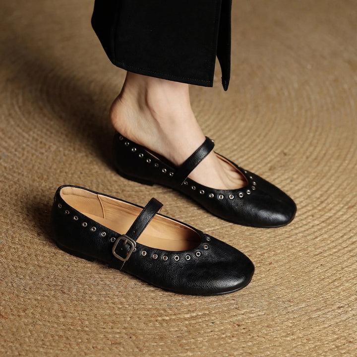Arabella Genuine Leather Flats